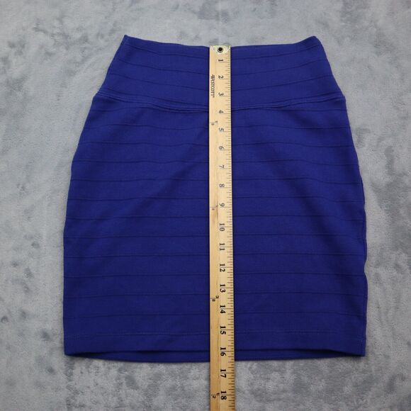 Basic House Skirt Womens M Blue Straight Pencil Knit Solid Elastic Waist Pull On - Picture 4 of 14